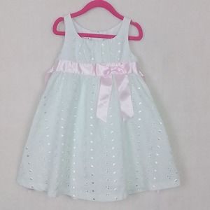 Ashley Ann‎ Cotton Blend Sleeveless Dress Size 4 in Green, Pink